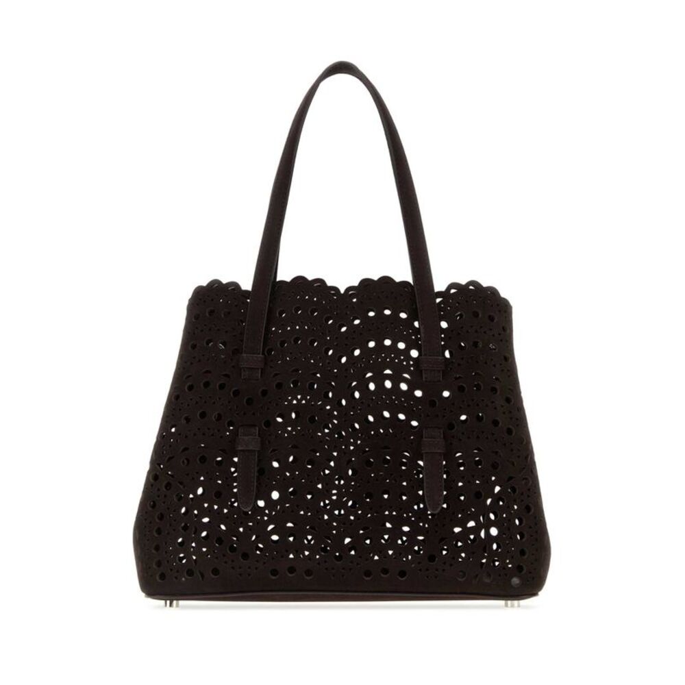 Alaia Women Dark Brown Suede Mina 25 Handbag